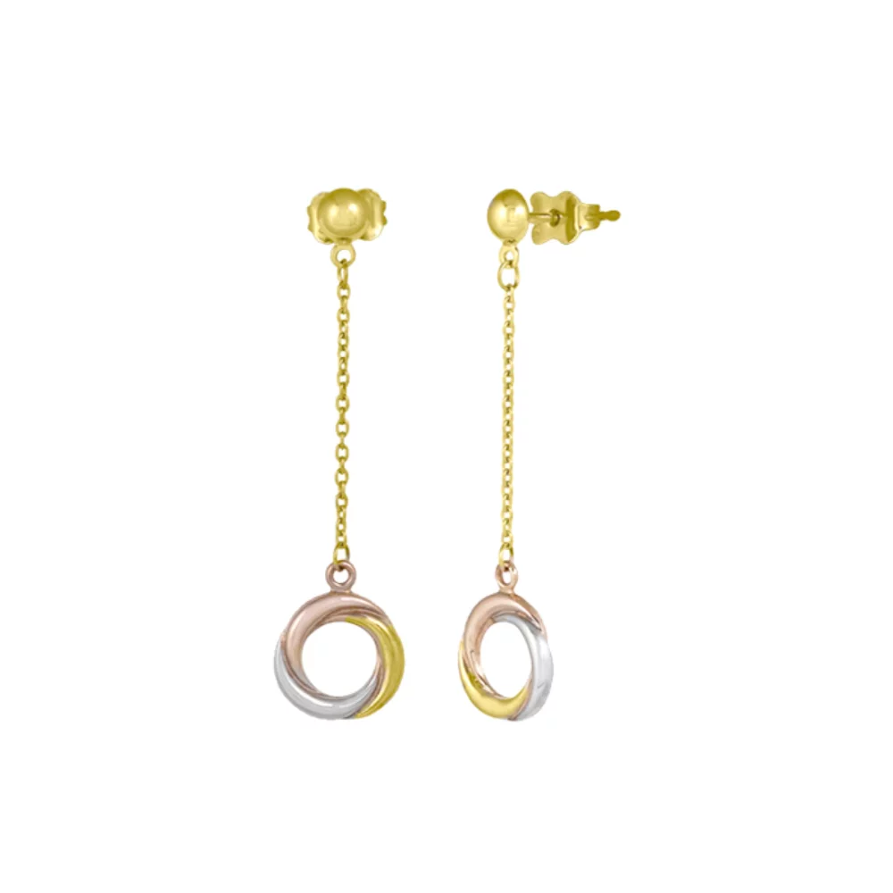 Boucles d'oreilles pendantes de mode en or 10 carats, argent et or rose - 1,2 g