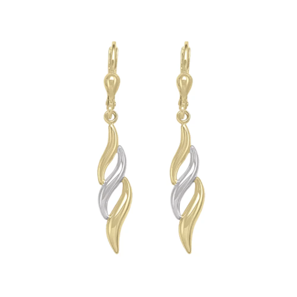 10K Gold and Silver Fashion Drop Earrings