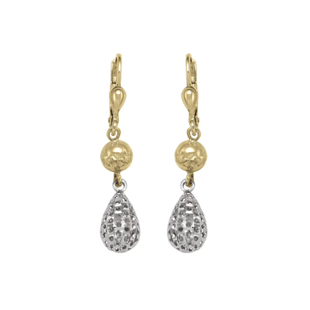 10K Gold and Silver Drop Earrings - 2.4gm