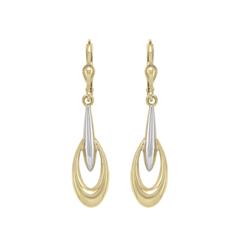 Boucles d'oreilles pendantes en or 10 carats et argent