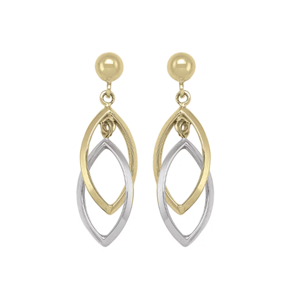 10K Gold and Silver Fashion Drop Earrings -1.9gm
