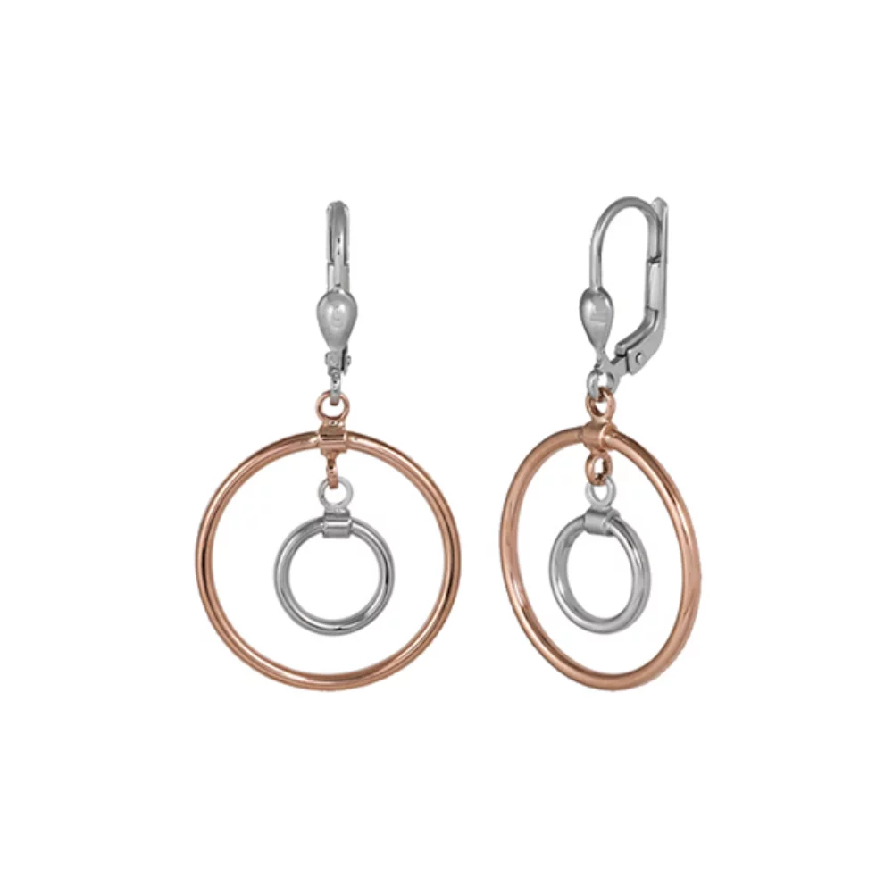 Boucles d'oreilles pendantes de mode en or rose 10 carats et argent