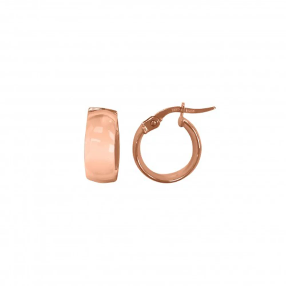 14K Pink Gold Domed Hoop Earrings - 1.3 gm