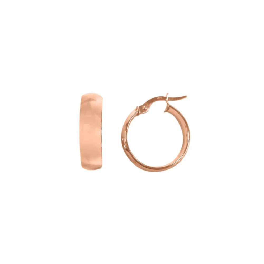 14K Pink Gold Domed Hoop Earrings - 1.8 gm