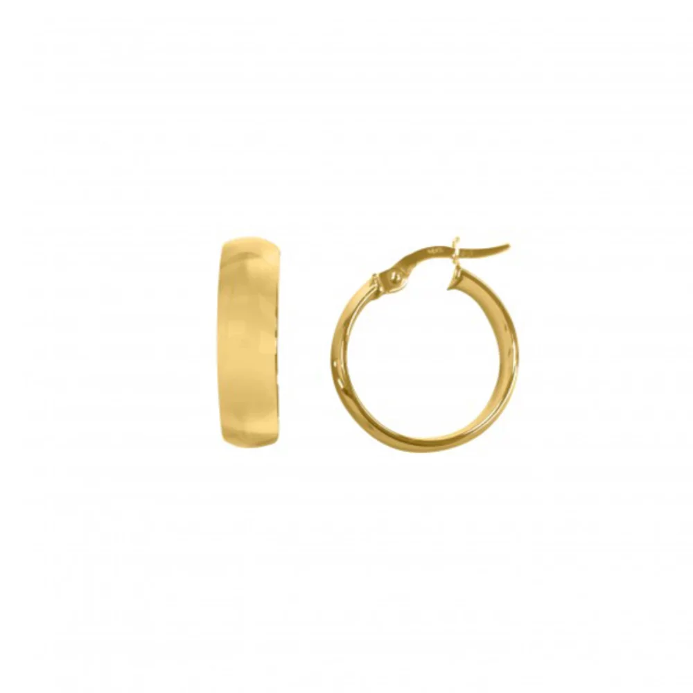 14K Gold Domed Hoop Earrings - 1.8 gm