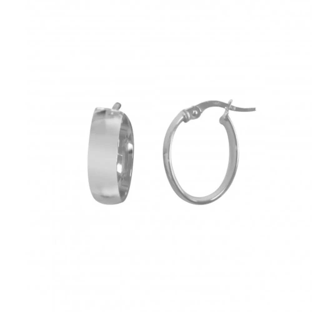 14K White Gold Domed Hoop Earrings - 1.6 gm