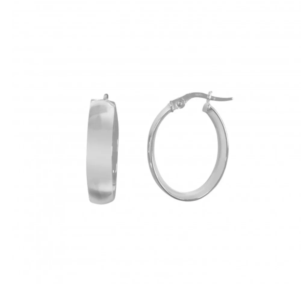 14K White Gold Domed Hoop Earrings - 1.9 gm
