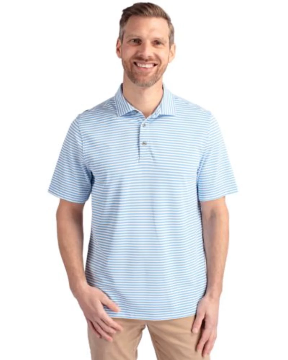 Cutter & Buck Virtue Eco Pique Stripe Recycled Mens Big and Tall Polo