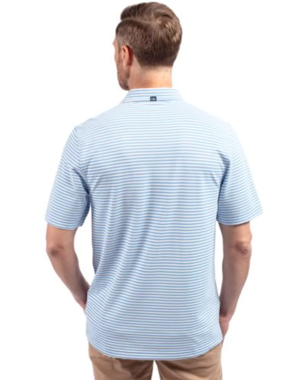 Polo Cutter & Buck Virtue Eco Pique à rayures recyclées pour hommes de grande taille.