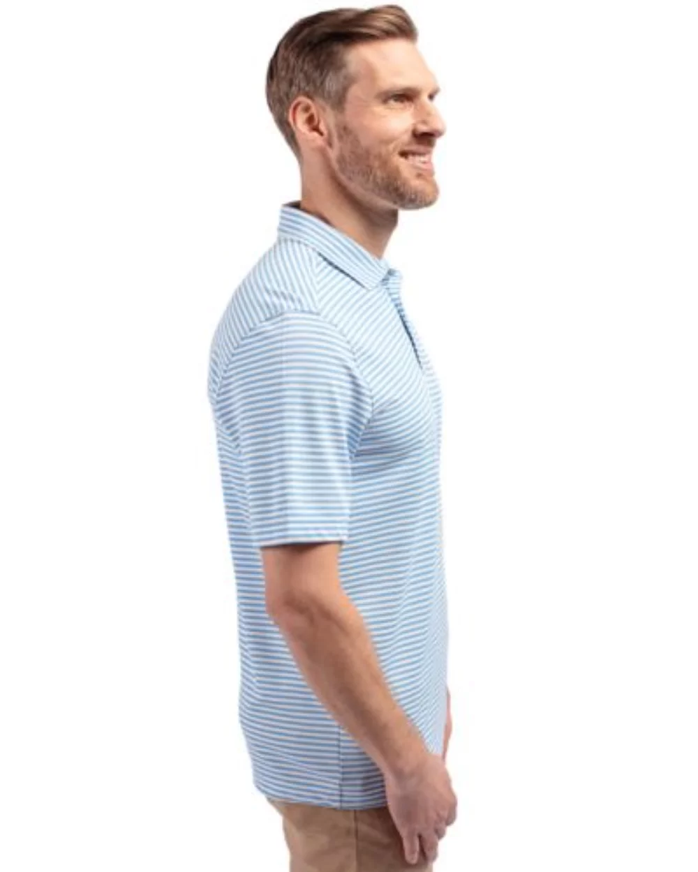 Cutter & Buck Virtue Eco Pique Stripe Recycled Mens Big and Tall Polo