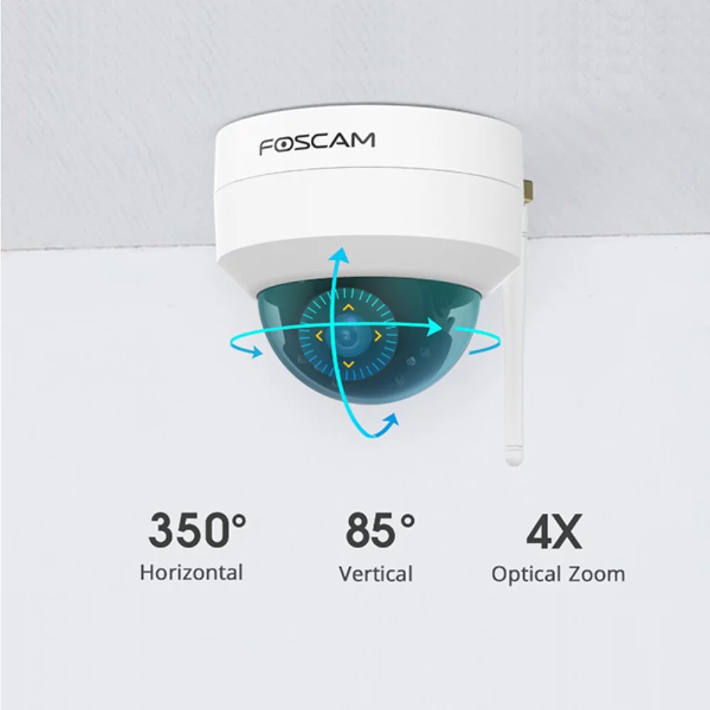 Foscam D4Z 4MP Dual Band Wi-Fi PTZ 4X Optical Zoom Dome IP Camera - White
