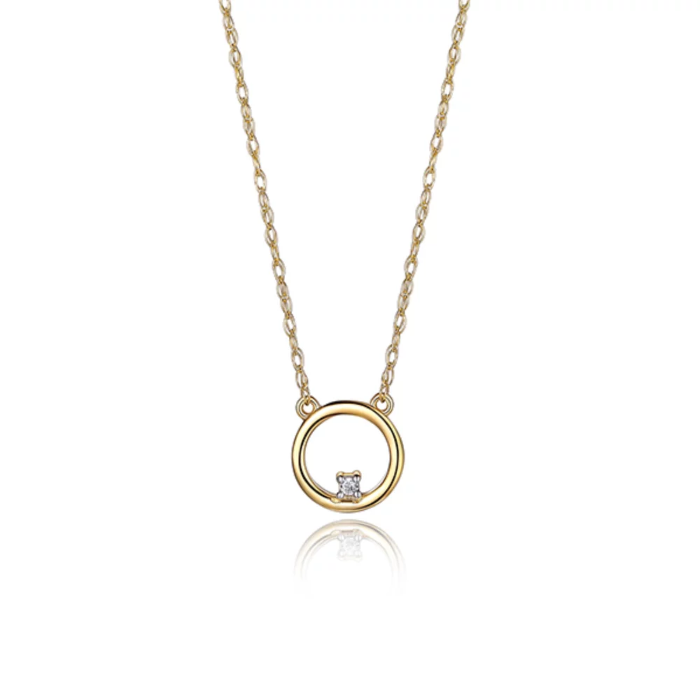 Collier cercle ouvert en or 10 carats avec diamant - Or