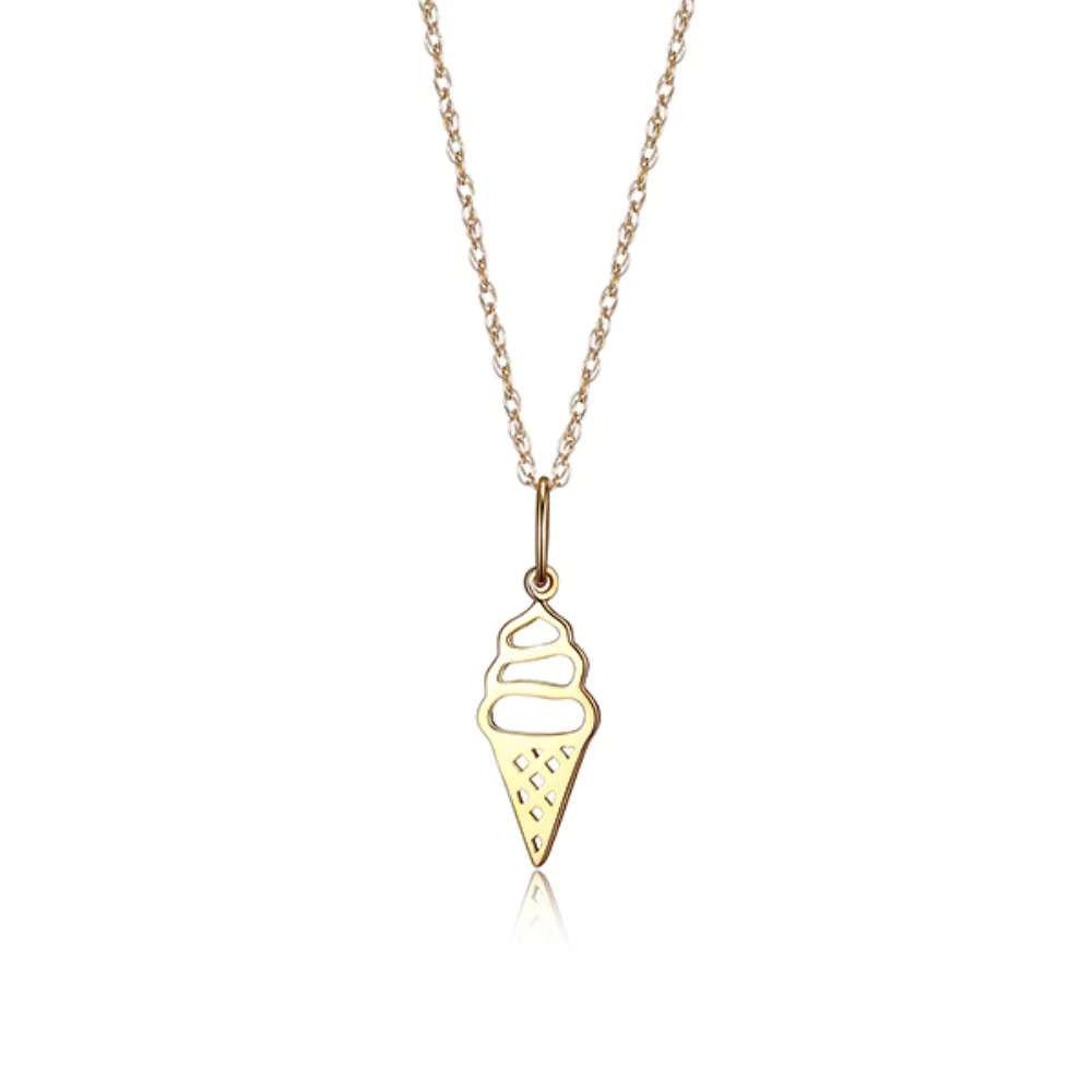 10K Gold Ice Cream Cone Necklace - Gold