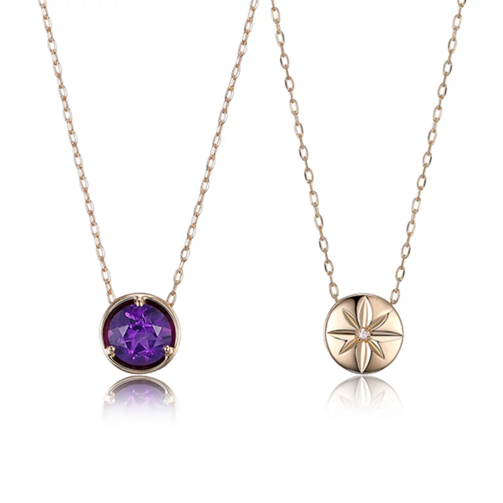 Collier de pierres précieuses de célébration - Pierre de naissance de février - Violet