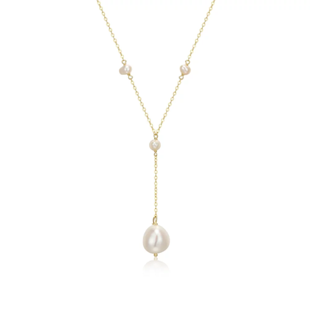 11mm Baroque Pearl Y-necklace - Gold