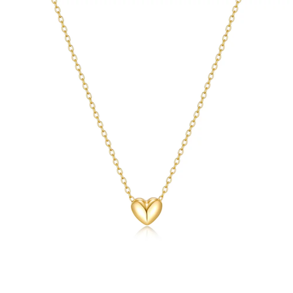 Simplicity Collection Puffed Heart Necklace - Gold