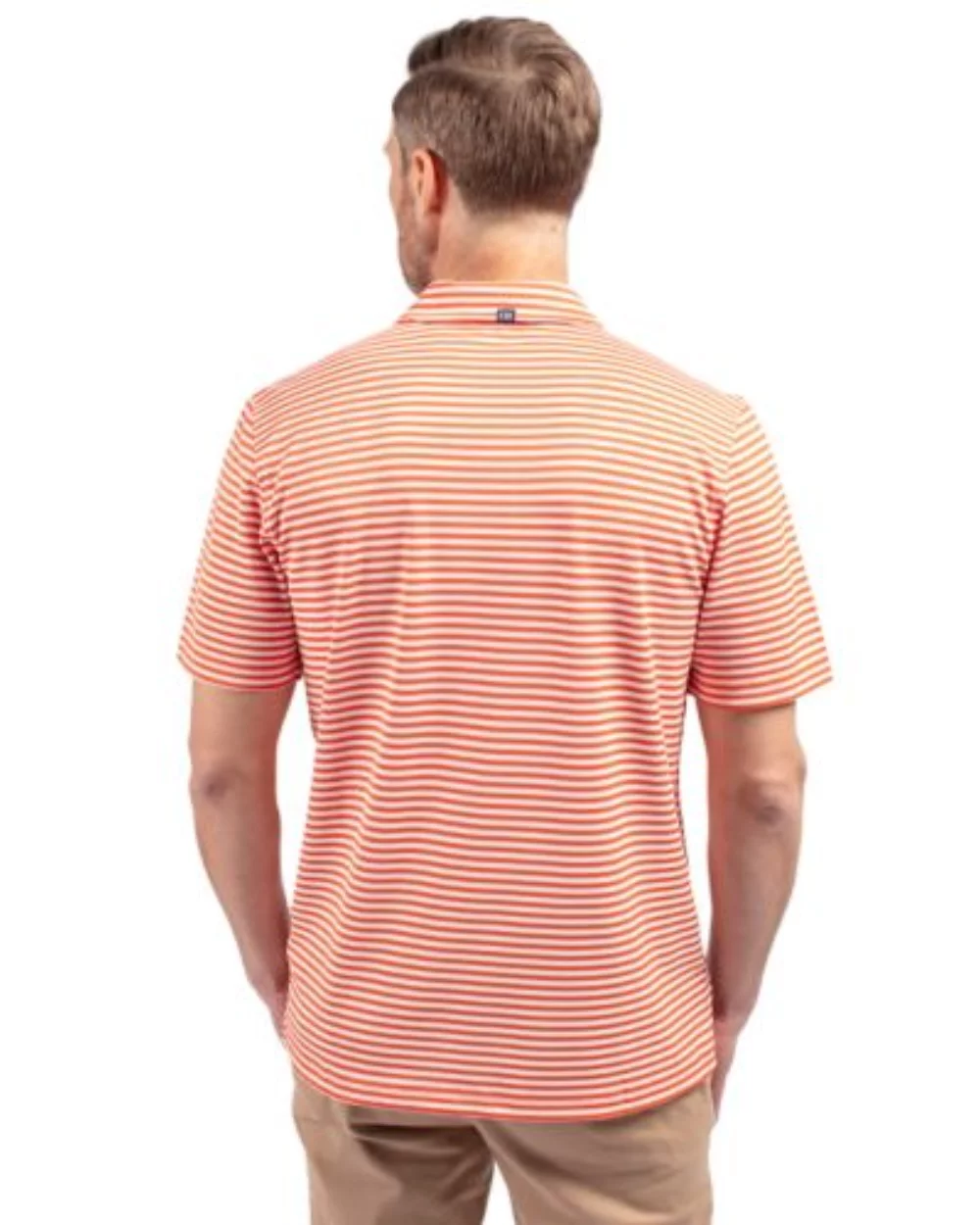 Polo Cutter & Buck Virtue Eco Pique à rayures recyclées pour hommes de grande taille.