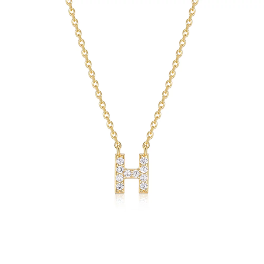 Collier initiale mini H en zircone cubique Diamondlite - Or