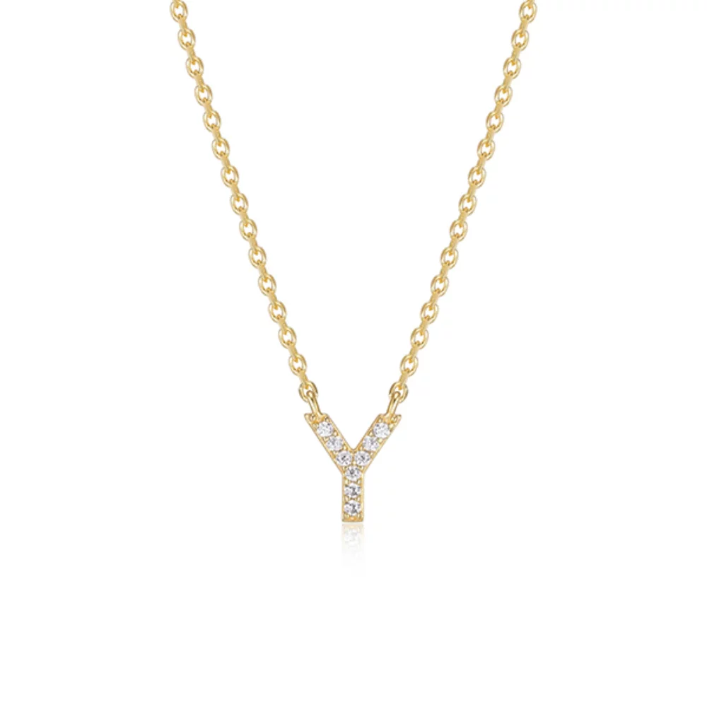 Collier initiale Y en zircone cubique Diamondlite - Or