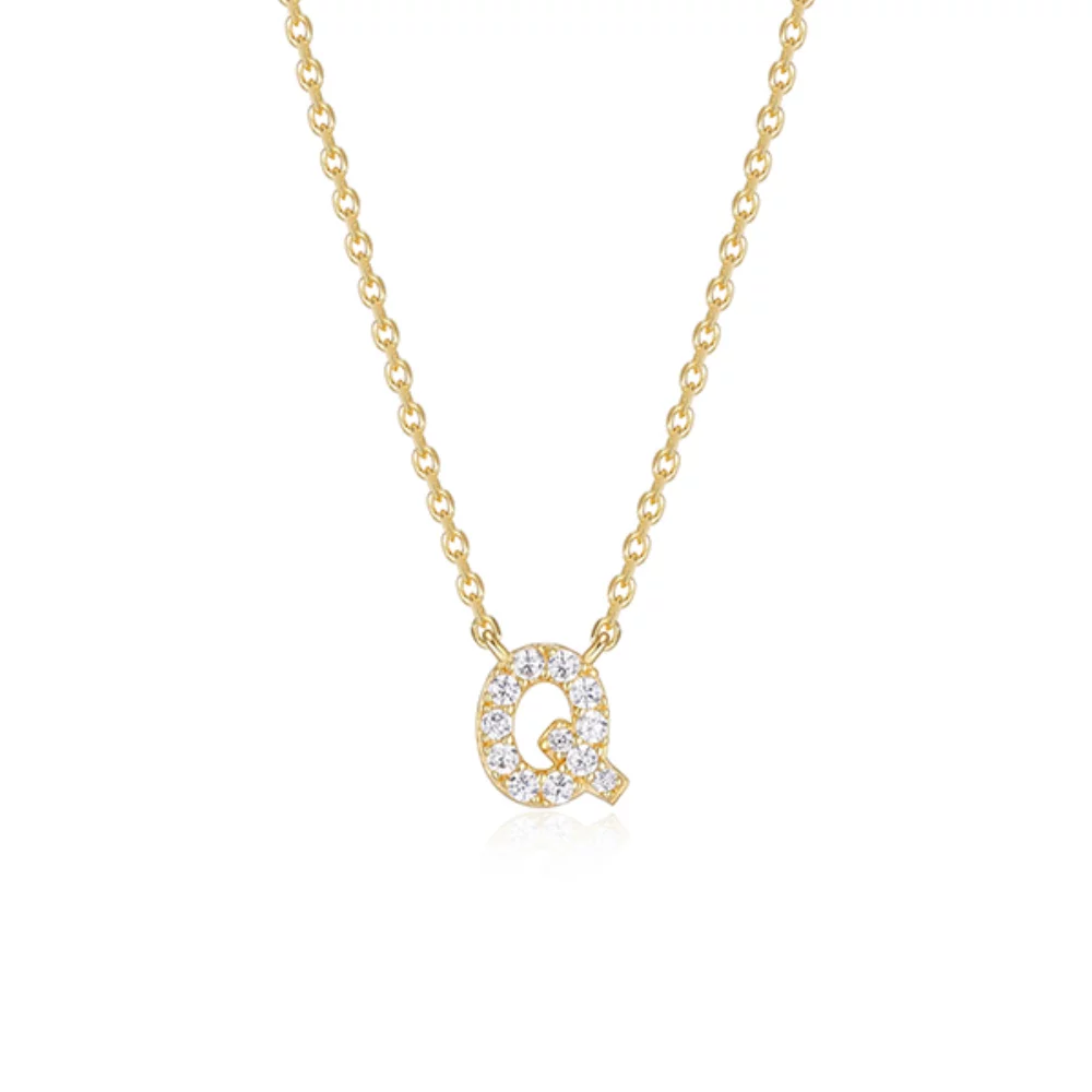 Diamondlite Cubic Zirconia Mini Initial Q Necklace - Gold