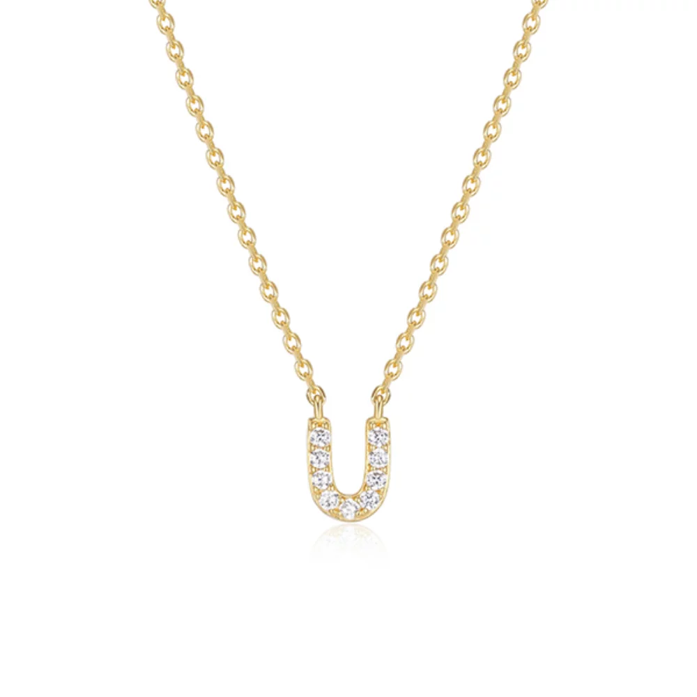 Collier initiale mini U en zircone cubique Diamondlite - Or