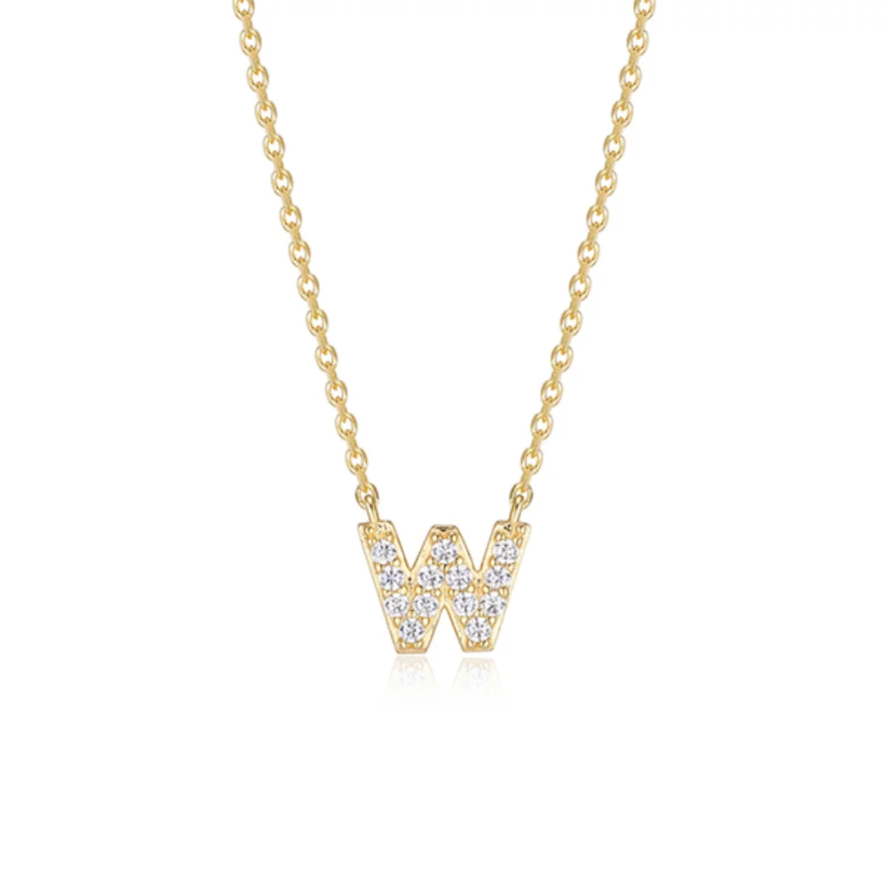 Diamondlite Cubic Zirconia Mini Initial W Necklace - Gold