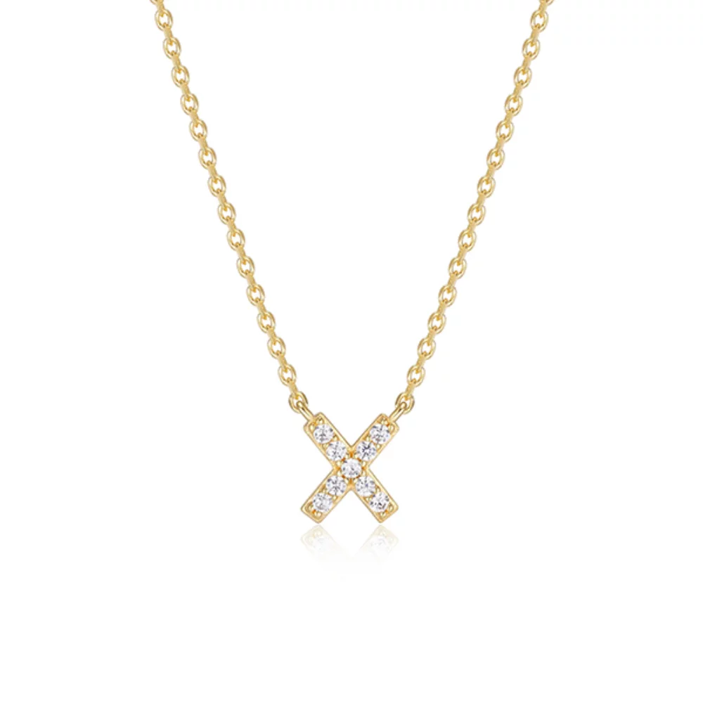 Collier initiale X en zircone cubique Diamondlite - Or