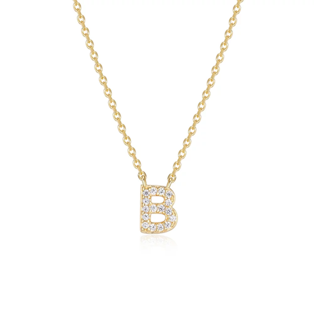 Diamondlite Cubic Zirconia Mini Initial B Necklace - Gold