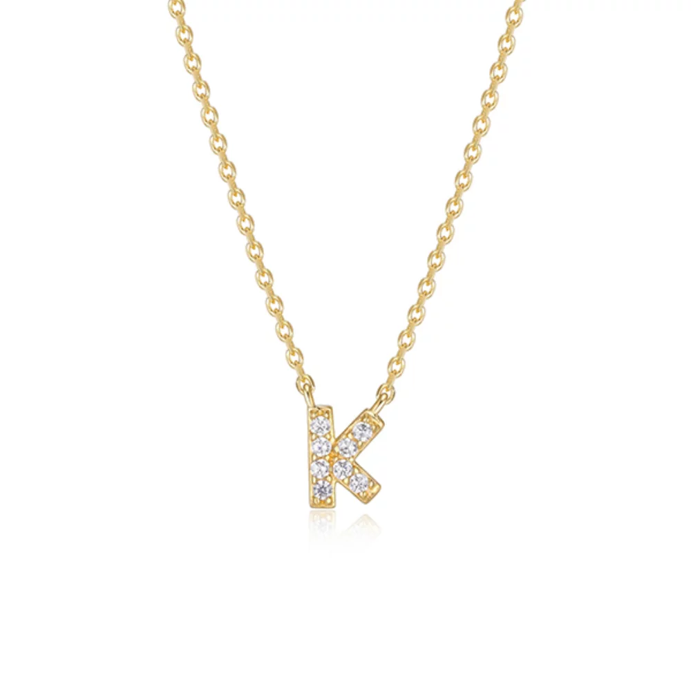 Collier initiale K en zircone cubique Diamondlite - Or