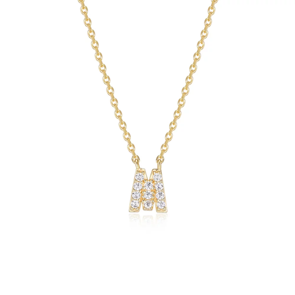Diamondlite Cubic Zirconia Mini Initial M Necklace - Gold