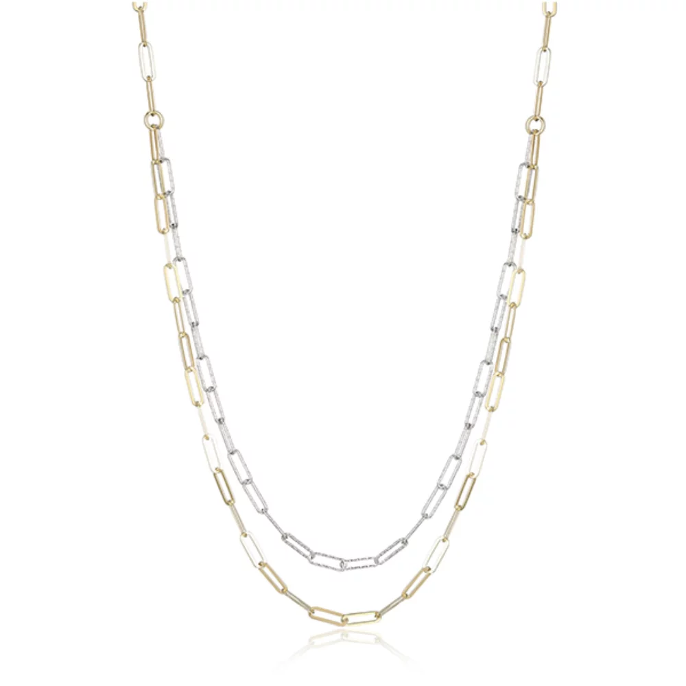 Collier à maillons en trombone à double brin bicolore