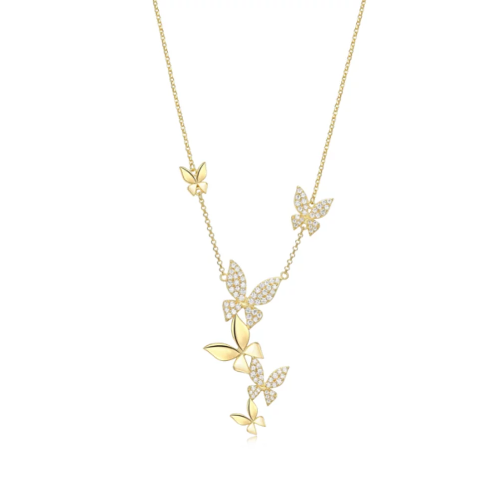 Diamondlite Cubic Zirconia Adjustable Butterfly Statement Necklace - Gold