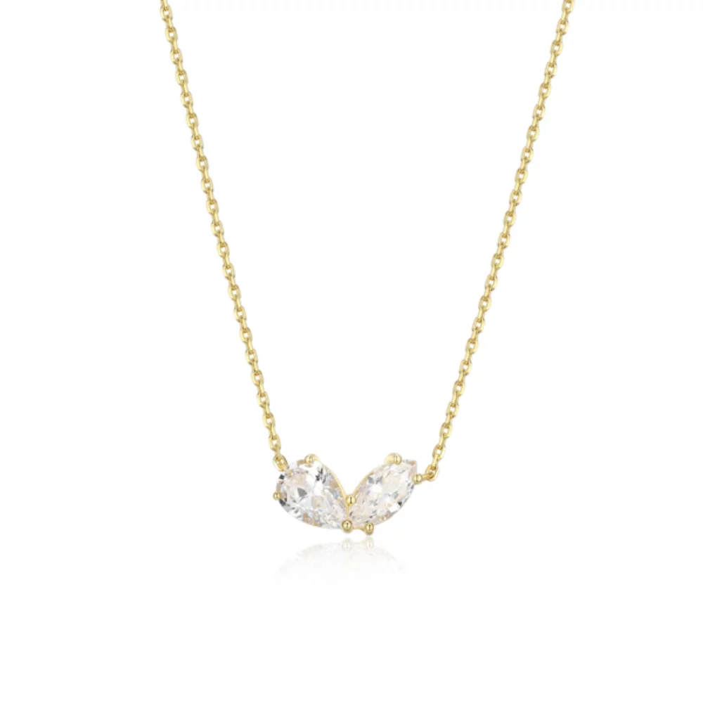 Diamondlite Cubic Zirconia Harmony Pear and Marquise Necklace - Gold