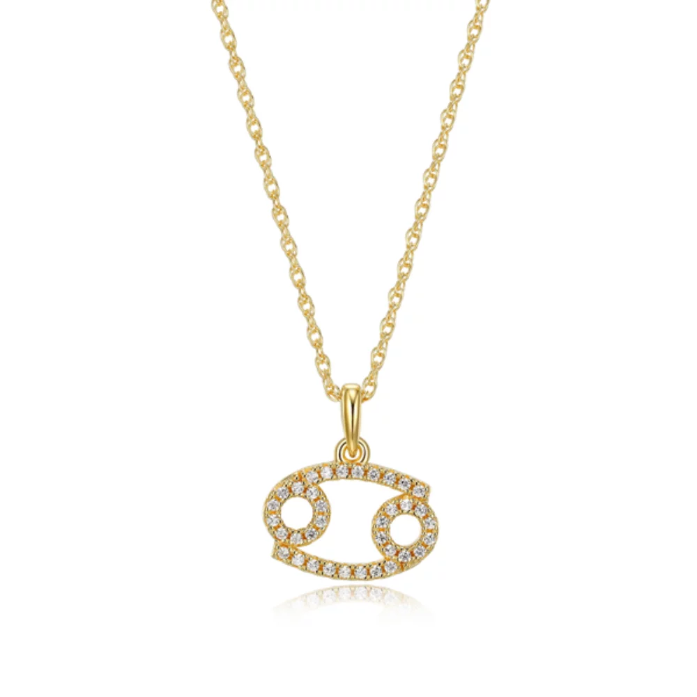 Collier en corde du zodiaque du cancer en zircone cubique Diamondlite - Or