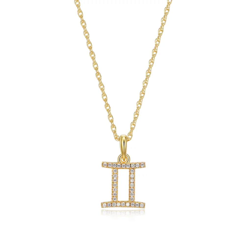 Diamondlite Cubic Zirconia Gemini Zodiac Rope Necklace - Gold