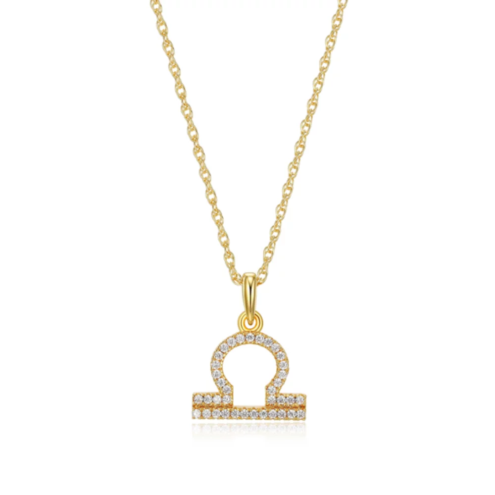 Diamondlite Cubic Zirconia Libra Zodiac Rope Necklace - Gold