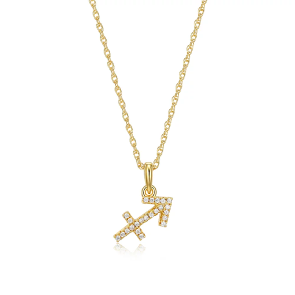 Diamondlite Cubic Zirconia Sagittarius Zodiac Rope Necklace - Gold