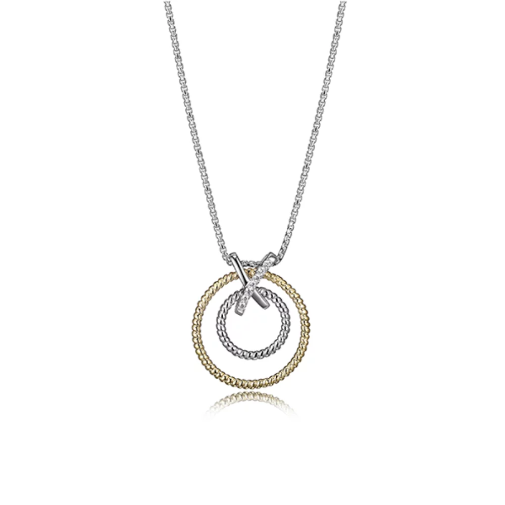 Collier à double cercle "LINQ" en argent sterling de Charles Garnier - argent et or