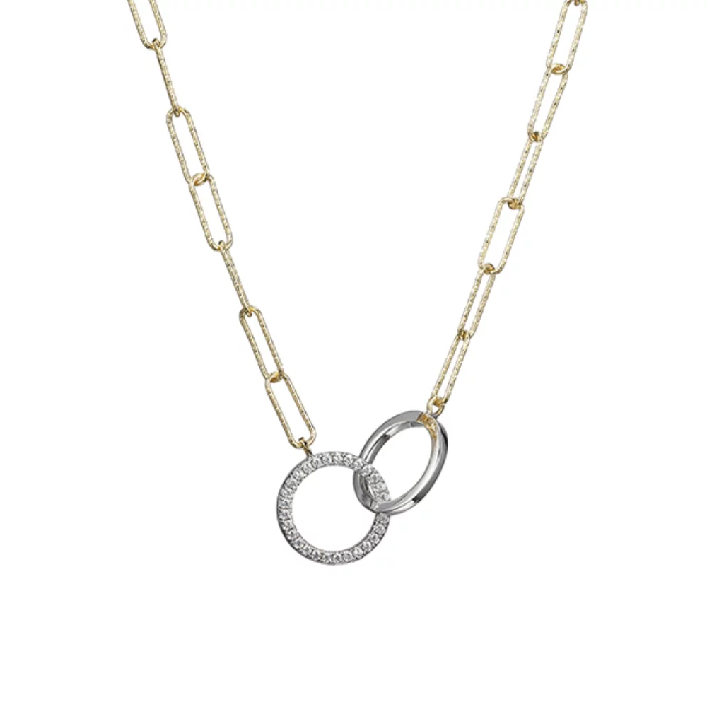Collier Charles Garnier en argent sterling "PAPERCLIP" avec cercles en Diamondlite - Argent et Or
