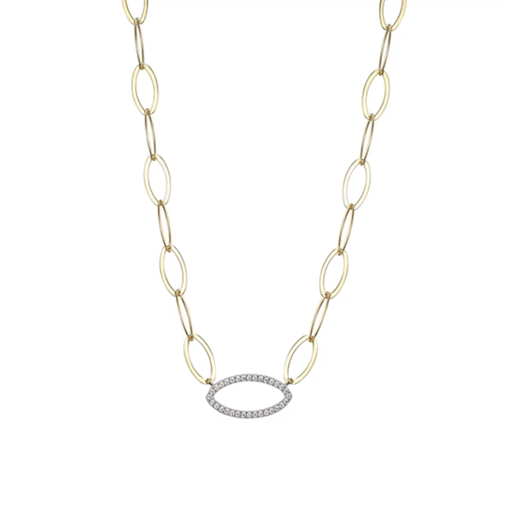 Collier Charles Garnier en argent sterling "PAPERCLIP" Marquise avec diamantlite - argent et or