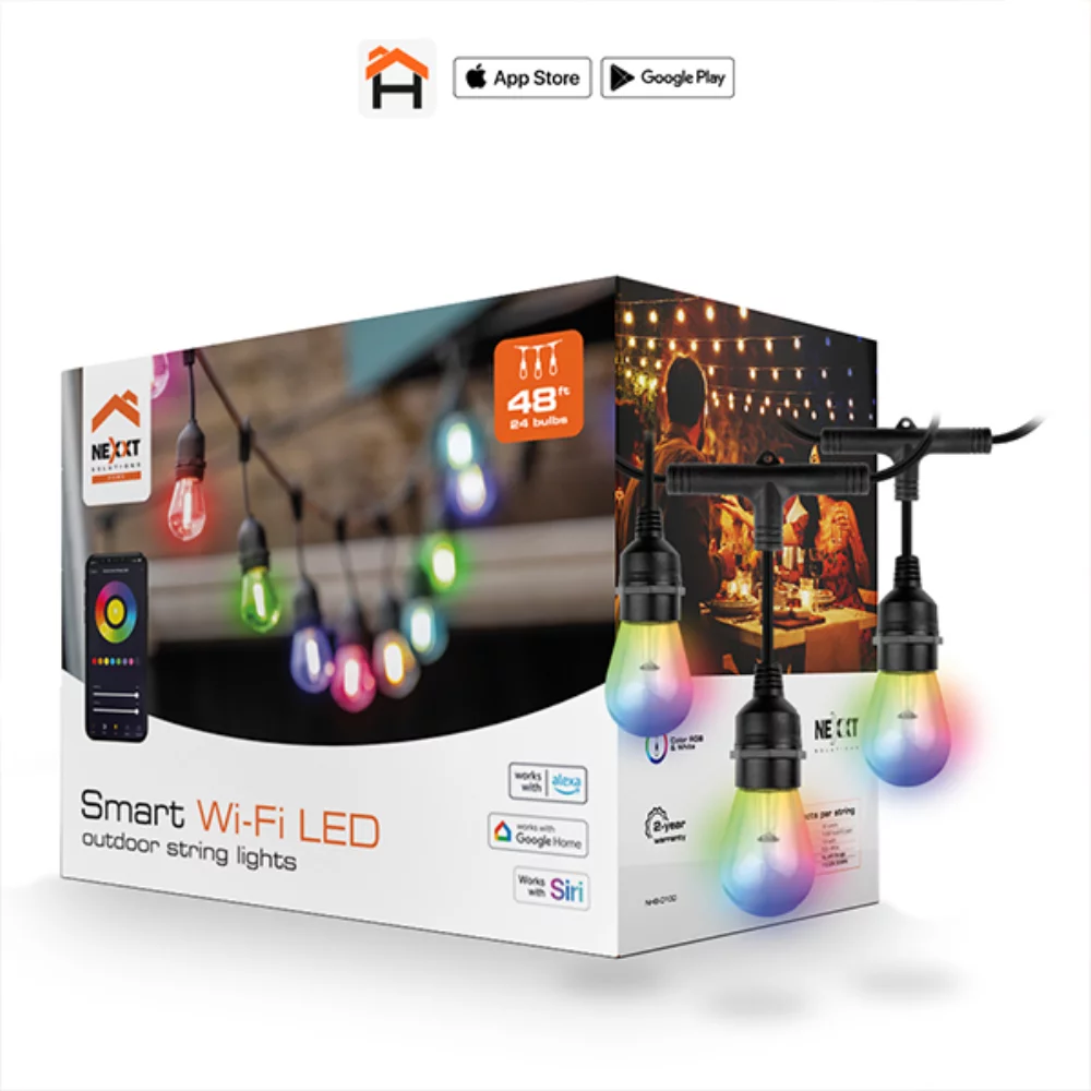 Guirlande lumineuse LED extérieure Nexxt Smart Home 24 ampoules - Noir