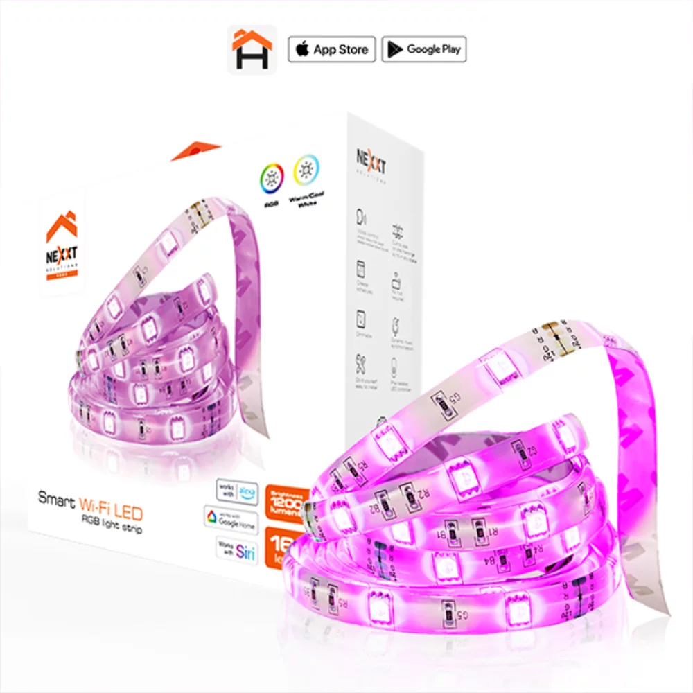 Kit de démarrage de bandes lumineuses LED Wifi pour maison intelligente Nexxt