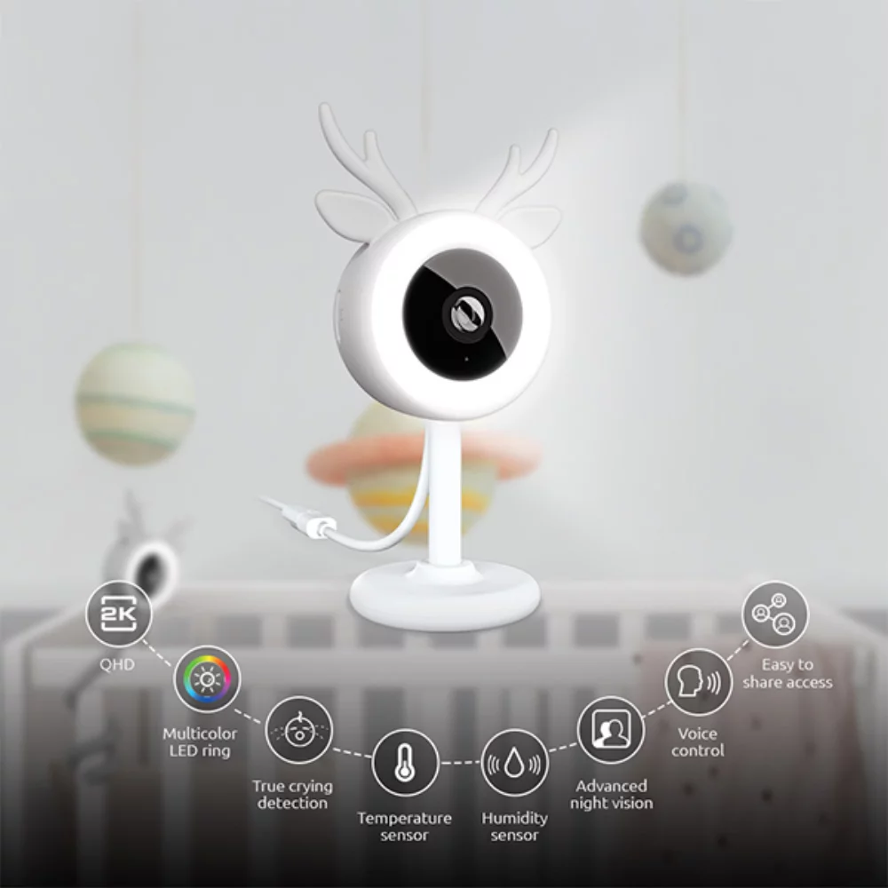 Caméra de surveillance pour bébé Nexxt Smart Home Indoor Smart Wifi avec mouvement 2K - Blanc