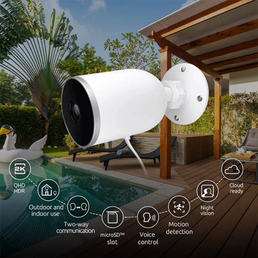 Nexxt Smart Home Outdoor/Indoor Wifi Wired Camera 2K - White