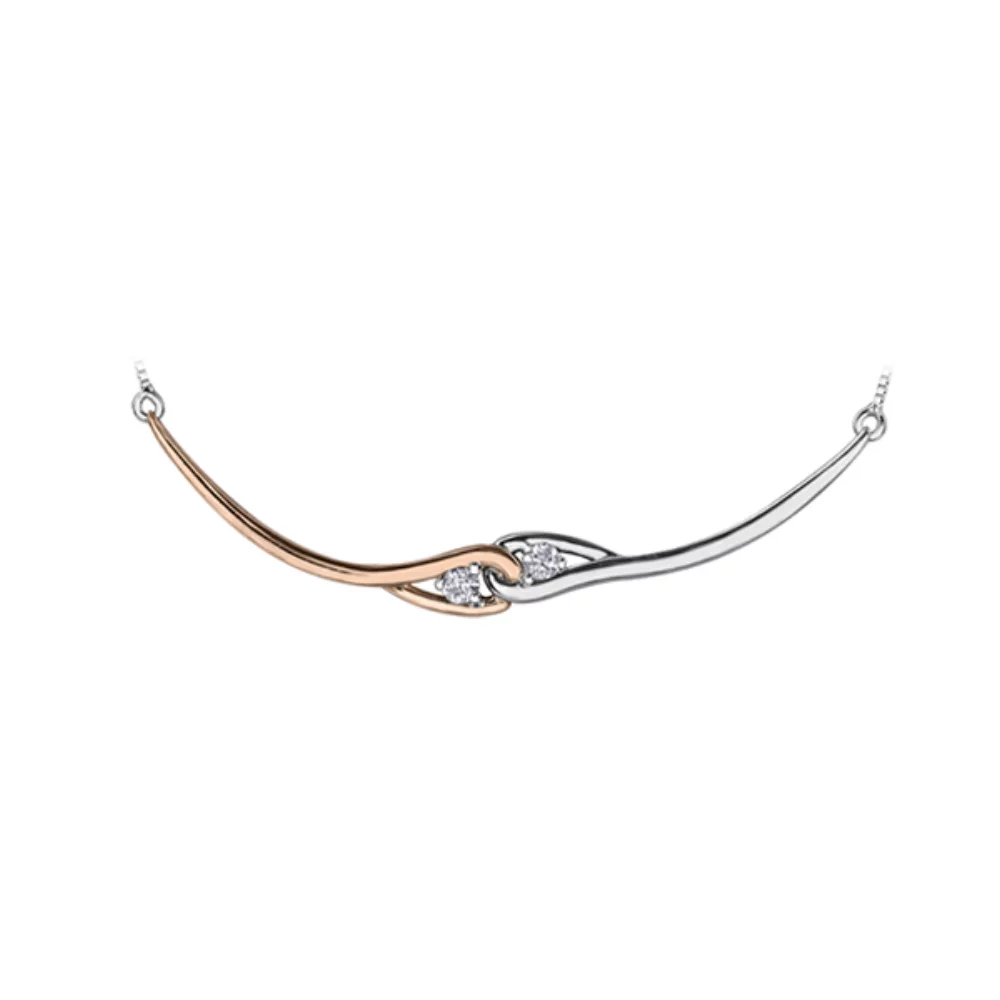 Collier en diamant en or 10 carats (0,1 CT. T.W.) - Argent et rose