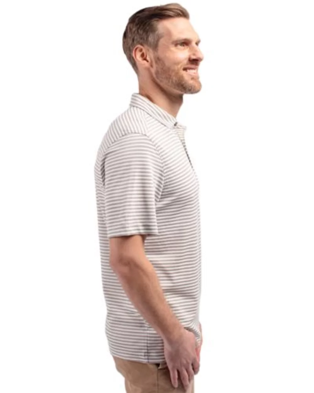 Cutter & Buck Virtue Eco Pique Stripe Recycled Mens Big and Tall Polo