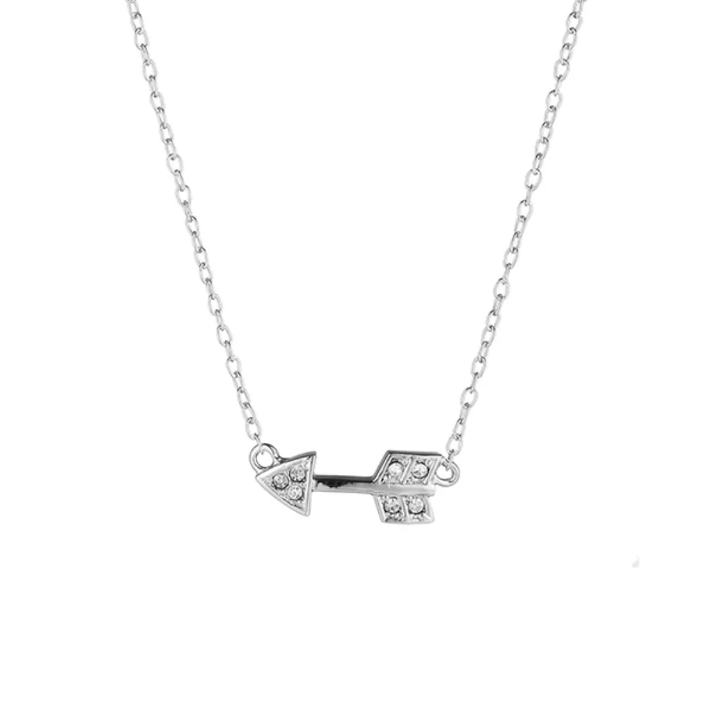 Holiday Mini Crystal Arrow Necklace - Silver