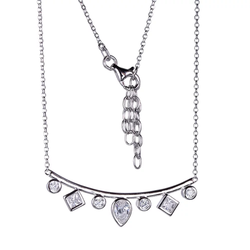Diamondlite Cubic Zirconia Bezel-set Multi-stones Necklaces in Silver