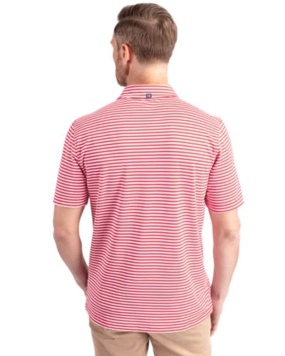 Polo Cutter & Buck Virtue Eco Pique à rayures recyclées pour hommes de grande taille.