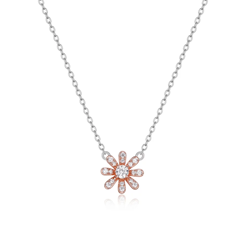 Collier marguerite en zircone cubique Diamondlite - Or rose